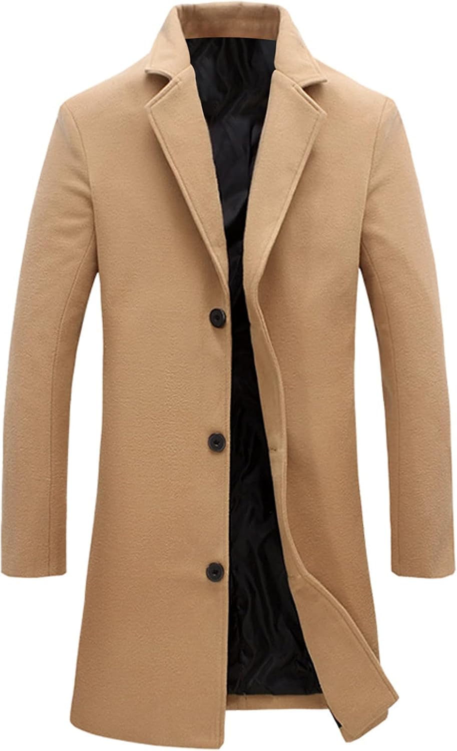Men's wool blend pea coat with a notched lapel