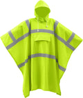 Hi Vis Rain Poncho for Adults - Reflective Waterproof Yellow Safety Raincoat for Construction and Camping - Yellow