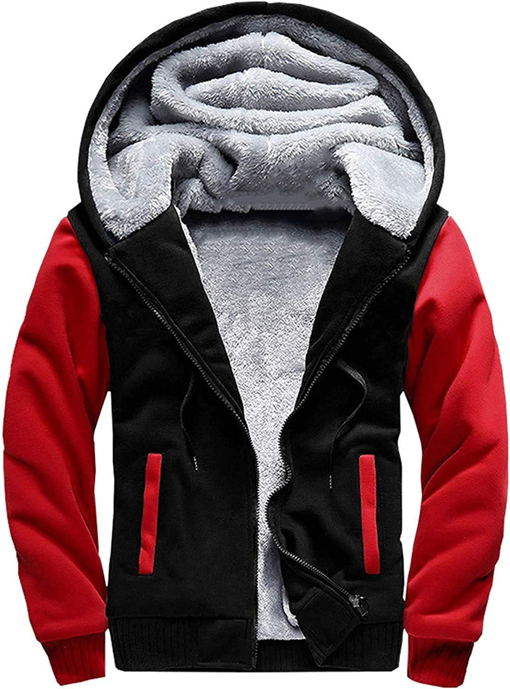 Men's Full Zip Fleece Hooded Jacket - Thick Warm Pullover Coat for Winter Workouts and Cold Mornings - Small
