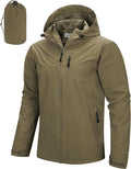 Men's Packable Waterproof Rain Jacket - Hooded Breathable Shell with Mesh Lining and Underarm Vents - Small