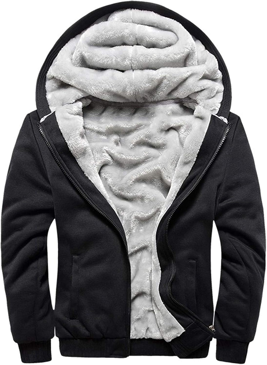 Men's Full Zip Fleece Hooded Jacket - Thick Warm Pullover Coat for Winter Workouts and Cold Mornings - Small
