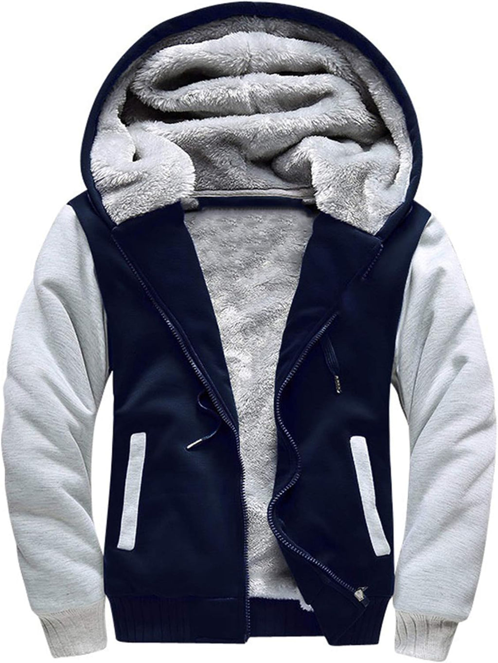 Men's Full Zip Fleece Hooded Jacket - Thick Warm Pullover Coat for Winter Workouts and Cold Mornings - Medium