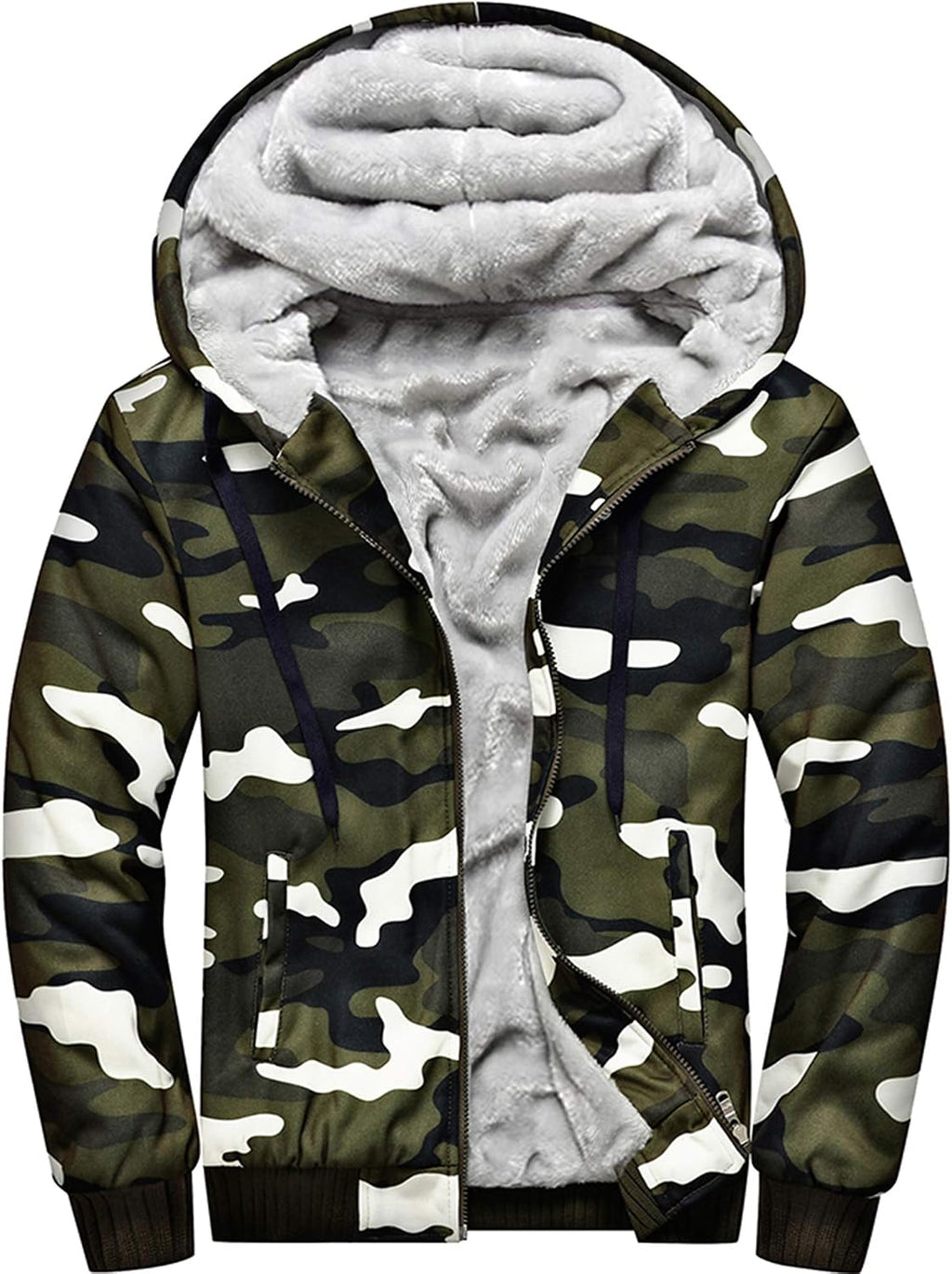 Men's Full Zip Fleece Hooded Jacket - Thick Warm Pullover Coat for Winter Workouts and Cold Mornings - Small