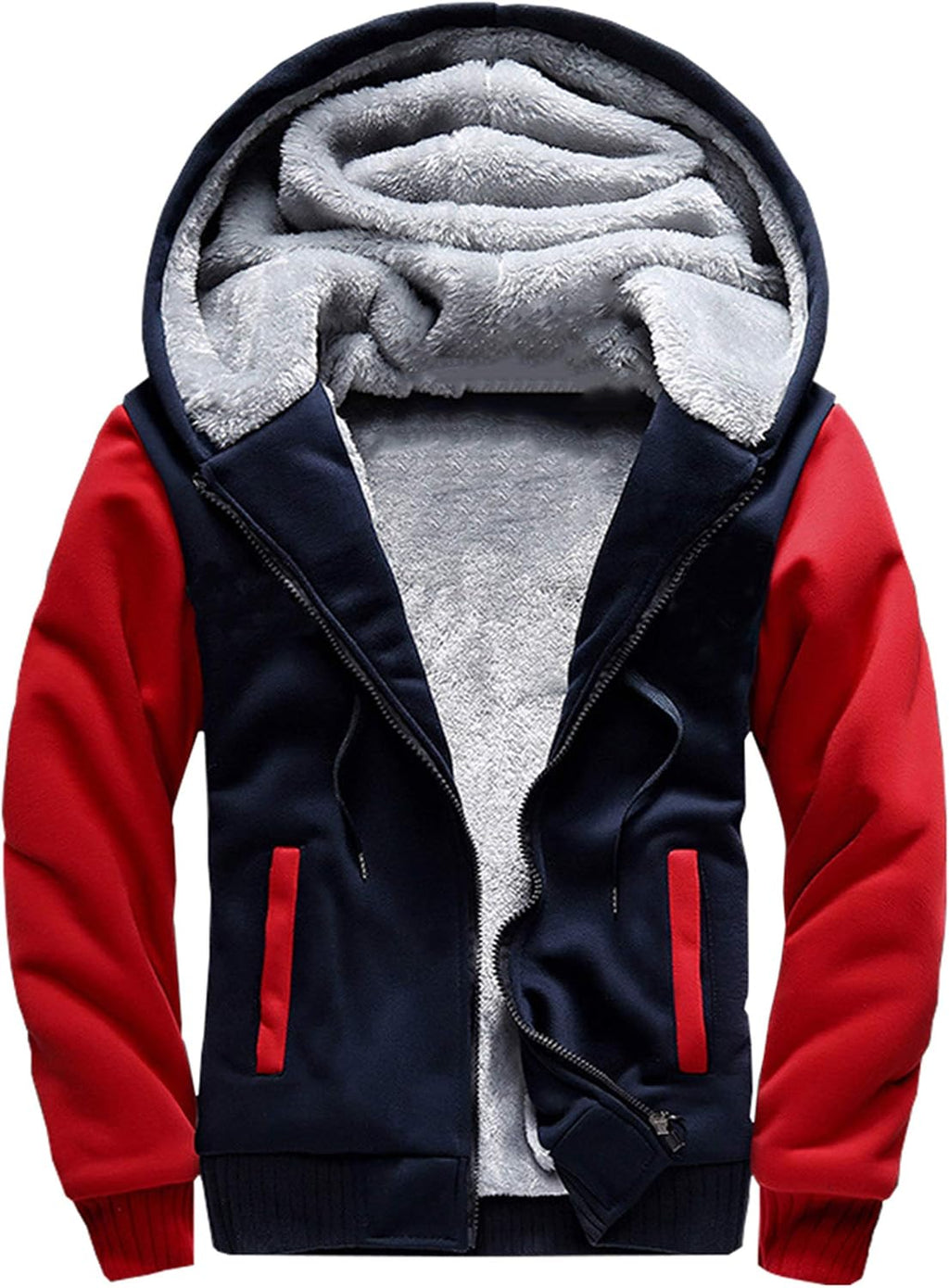 Men's Full Zip Fleece Hooded Jacket - Thick Warm Pullover Coat for Winter Workouts and Cold Mornings - Small